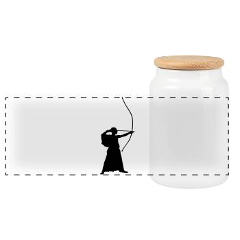 bogenschuetze_1 - Panoramic Cookie Jar with Wooden Lid - white - Front