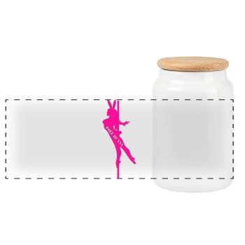 Silhouette du lapin d’orne - Boîte à biscuits avec couvercle en bois - blanc - Devant