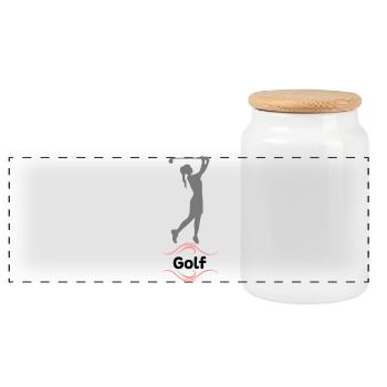 golf - Panorama Keksdose mit Holzdeckel - Weiß - Vorne