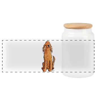 Funny Irish Setter - Panorama Keksdose mit Holzdeckel - Weiß - Vorne