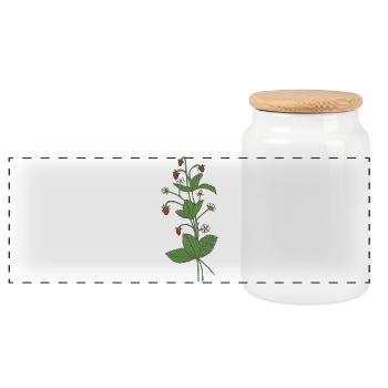 Wild strawberries - Panoramic Cookie Jar with Wooden Lid - white - Front