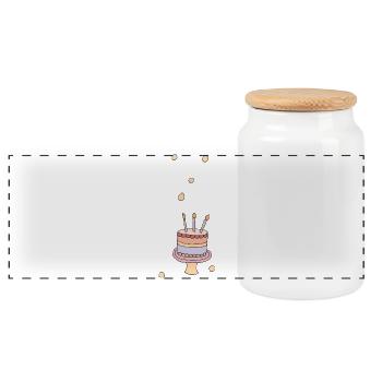 Birthday cake - Panoramic Cookie Jar with Wooden Lid - white - Front
