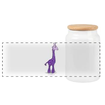 Purple giraffe - Panoramic Cookie Jar with Wooden Lid - white - Front