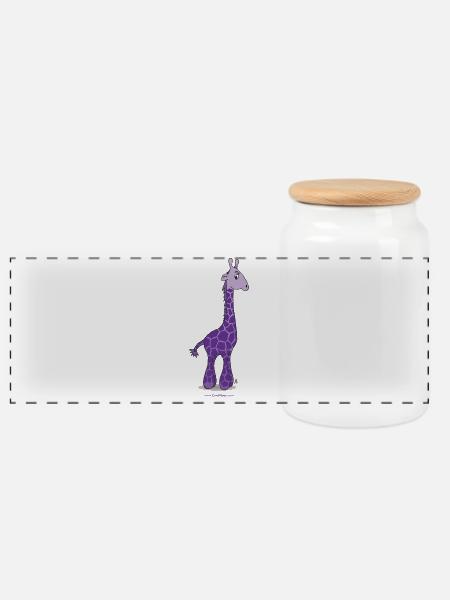 Lila Giraffe - Panorama Keksdose mit Holzdeckel - Weiß