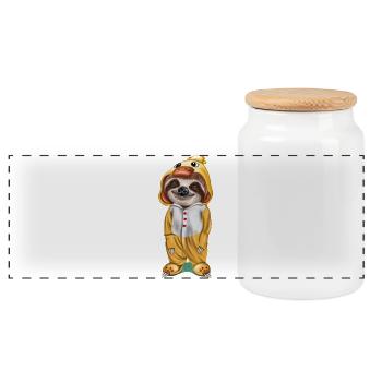 Drôle de paresseux en pyjama prêt à dormir - Boîte à biscuits avec couvercle en bois - blanc - Devant