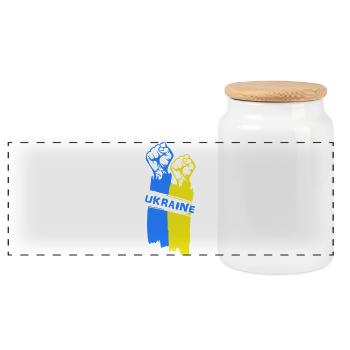 Ukraine victory - Panoramic Cookie Jar with Wooden Lid - white - Front