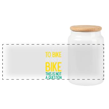 To Bike or Not To Bike. This is Not A Question - Panoramic Cookie Jar with Wooden Lid - white - Front