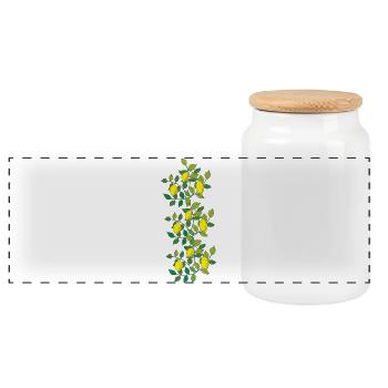 lemon - Panoramic Cookie Jar with Wooden Lid - white - Front