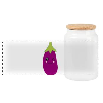 Aubergine Gemüse Kostüm Fasching Karneval - Panorama Keksdose mit Holzdeckel - Weiß - Vorne