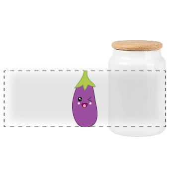 Aubergine Gemüse Kostüm Fasching Karneval - Panorama Keksdose mit Holzdeckel - Weiß - Vorne
