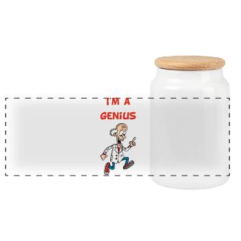 Je suis un génie (anglais) - Boîte à biscuits avec couvercle en bois - blanc - Devant