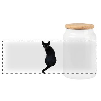 black cat kitten cat shirt gift - Panoramic Cookie Jar with Wooden Lid - white - Front
