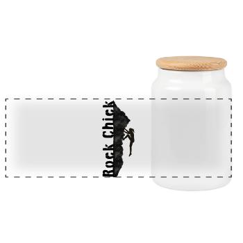 Rock Chick - randonnée, escalade, montagnes Dicton - Boîte à biscuits avec couvercle en bois - blanc - Devant