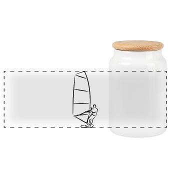 Croquis de planche à voile - Boîte à biscuits avec couvercle en bois - blanc - Devant