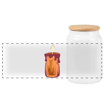 Candle Christmas Light Illustration 1st Advent - Panoramic Cookie Jar with Wooden Lid - white - Front