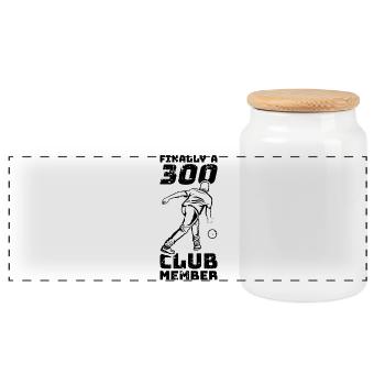 Bowling 300 Punkte - Panorama Keksdose mit Holzdeckel - Weiß - Vorne