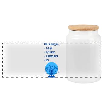 Calming Jar Blue - an ironic and fun print - Panoramic Cookie Jar with Wooden Lid - white - Front