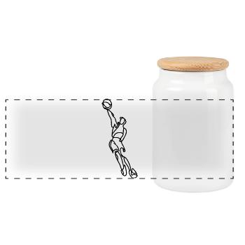Croquis de joueur de basket-ball - Boîte à biscuits avec couvercle en bois - blanc - Devant