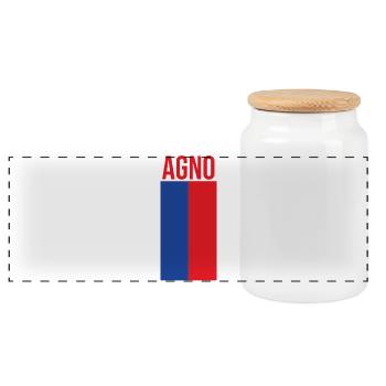 Agno Tessin Souvenir - Panorama Keksdose mit Holzdeckel - Weiß - Vorne