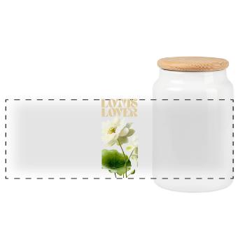 Weißer Lotus Liebe Botanische Illustration - Panorama Keksdose mit Holzdeckel - Weiß - Vorne