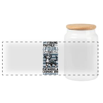Pêche et Gos d’Atura Català - Boîte à biscuits avec couvercle en bois - blanc - Devant