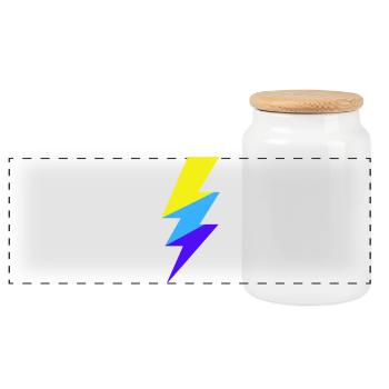 Faisceau néon tricolore - Boîte à biscuits avec couvercle en bois - blanc - Devant