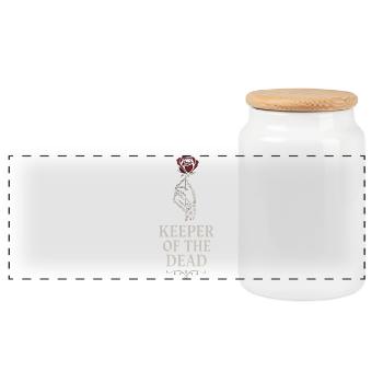 Corpse Science Dark Humor Death Positive - Panoramic Cookie Jar with Wooden Lid - white - Front