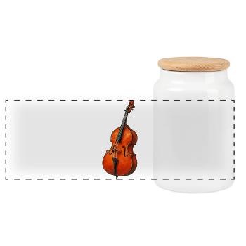 Watercolor Violin - Panoramic Cookie Jar with Wooden Lid - white - Front