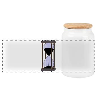 Hourglass Timeframe - Panoramic Cookie Jar with Wooden Lid - white - Front