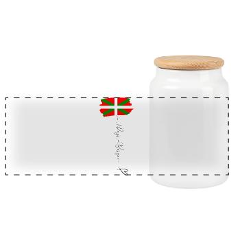 Baskenland Flagge Ikurriña Rot Grün Weiß - Panorama Keksdose mit Holzdeckel - Weiß - Vorne