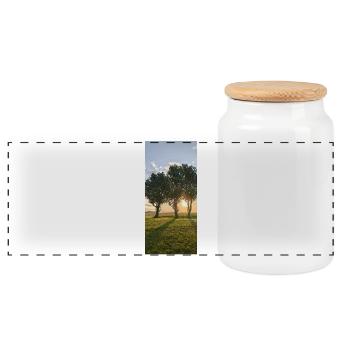 Rangée d’arbres au lever du soleil en Suède - Boîte à biscuits avec couvercle en bois - blanc - Devant