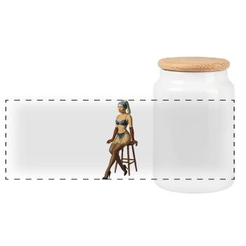 Mädchen mit dem Perlenohrring Pinup png - Panorama Keksdose mit Holzdeckel - Weiß - Vorne