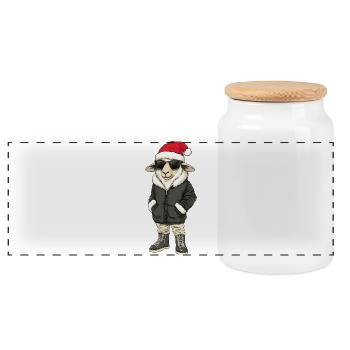 Schaf Weihnachten Winter - Panorama Keksdose mit Holzdeckel - Weiß - Vorne