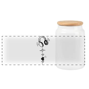 Musique battement de cœur  - Boîte à biscuits avec couvercle en bois - blanc - Devant