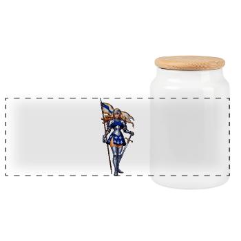 Joan of Arc Cosplay - Panoramic Cookie Jar with Wooden Lid - white - Front