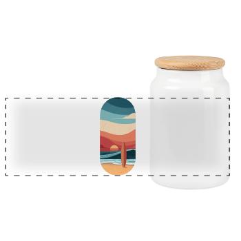 Surf and beach, Passion waves at sunset - Panoramic Cookie Jar with Wooden Lid - white - Front