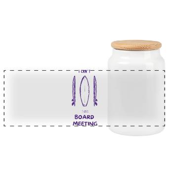 Surfing Board Meeting - Panoramic Cookie Jar with Wooden Lid - white - Front