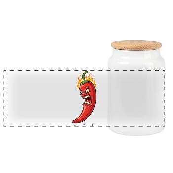 Chili Flamme Furieuse - Boîte à biscuits avec couvercle en bois - blanc - Devant