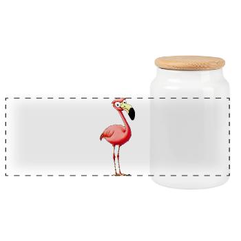 Flamingos Style - Panoramic Cookie Jar with Wooden Lid - white - Front