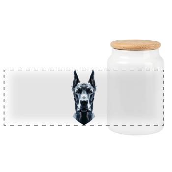 Great Dane Hatz Male Saupacker Great Dane - Panoramic Cookie Jar with Wooden Lid - white - Front