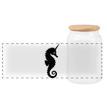 Hippocampe licorne mignon - Boîte à biscuits avec couvercle en bois - blanc - Devant