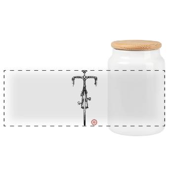 Road bike - Panoramic Cookie Jar with Wooden Lid - white - Front