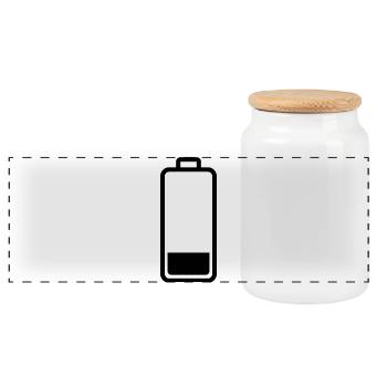 low battery - Panoramic Cookie Jar with Wooden Lid - white - Front