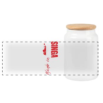 Made in Singapore, born in Singapore - Panoramic Cookie Jar with Wooden Lid - white - Front
