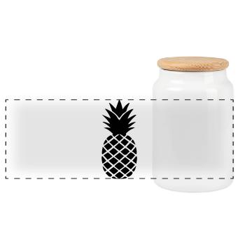 Pineapple Silhouette – Tropical Statement Design - Panoramic Cookie Jar with Wooden Lid - white - Front