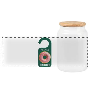 Please Donut Disturb Funny Donut Shirt - Panoramic Cookie Jar with Wooden Lid - white - Front