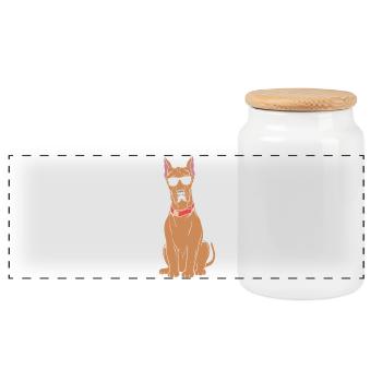 Dogue allemand - Boîte à biscuits avec couvercle en bois - blanc - Devant