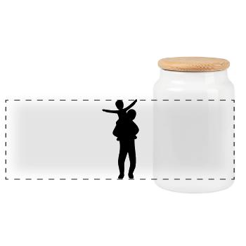 Familie Silhouette Eltern Kinder Liebe Zusammen - Panorama Keksdose mit Holzdeckel - Weiß - Vorne