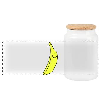Banane Kawaii en jaune fluo - Boîte à biscuits avec couvercle en bois - blanc - Devant