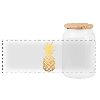 Ananas Gold Deko Cocktails Früchte Sommer Obst - Panorama Keksdose mit Holzdeckel - Weiß - Vorne